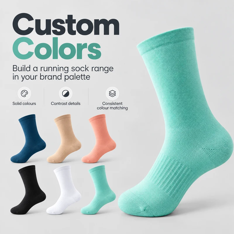 Mint crew sock with deep blue, sand, coral, black and white solid-colour options